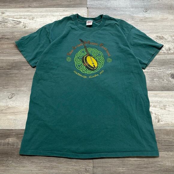Vintage 1999 Anvil‎ Irish Music Festival Anchorage Alaska Green Mens XL T-Shirt - Picture 1 of 8